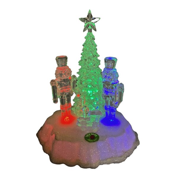 Happy Holiday Christmas Tree Soldiers Light Up Musical Acrylic Plays Many Songs - Picture 1 of 7